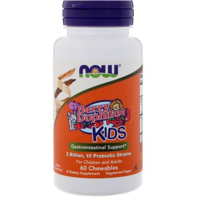 Now Foods, Нау Фудс Berry Dophilus 2 миллиарда детский, 60 жевательных таблеток