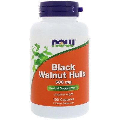 Now Foods, Нау Фудс скорлупа черного ореха 500 мг, 100 растительных капсул