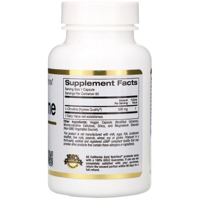 California Gold Nutrition L-цитруллин 500 мг, 60 растительных капсул