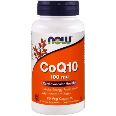 Now Foods, Нау Фудс CoQ10 с боярышником 100 мг, 90 растительных капсул