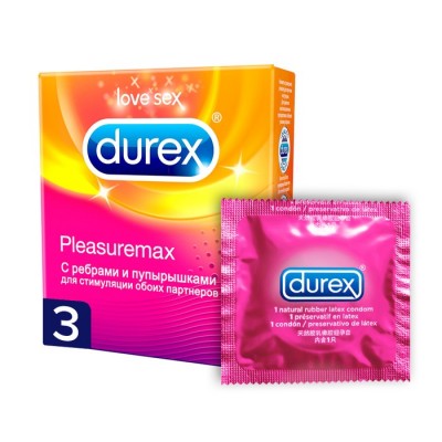 Презервативы Durex Pleasuremax, упаковка 3 шт.