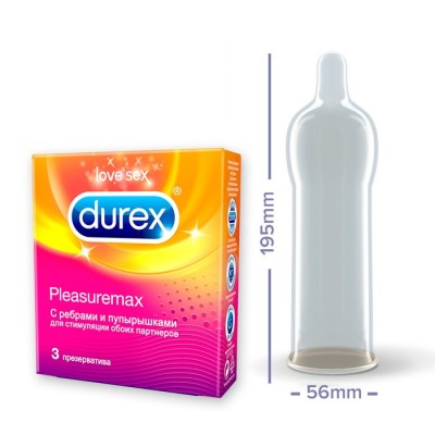 Презервативы Durex Pleasuremax, упаковка 3 шт.