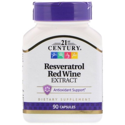 21st Century, 21 Век Ресвератрол, экстракт красного вина, 90 капсул