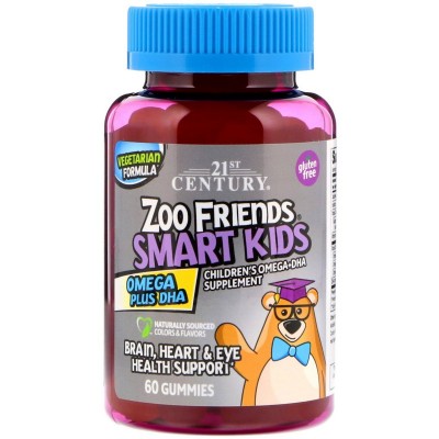 21st Century, 21 Век  Zoo Friends Smart Kids, Омега Плюс ДГК, 60 жевательных капсул